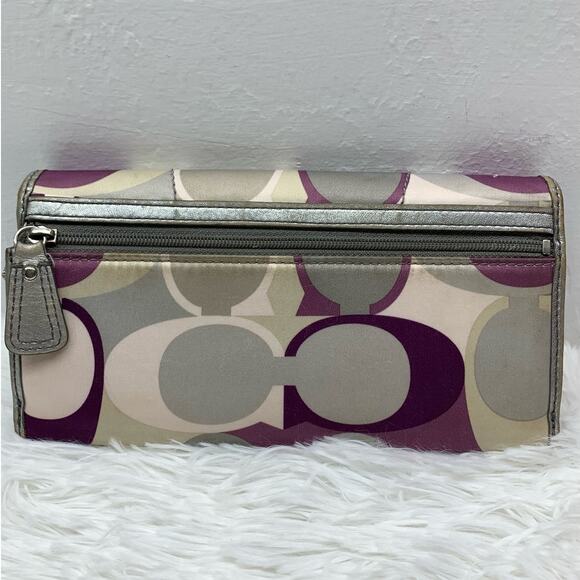 COACH Silver Purple Signature Nylon Wallet - Picture 2 of 12